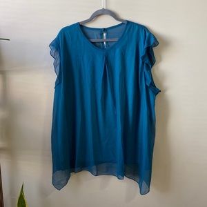 Women’s Sheer Blouse, Blue, SHEIN, Size 5x